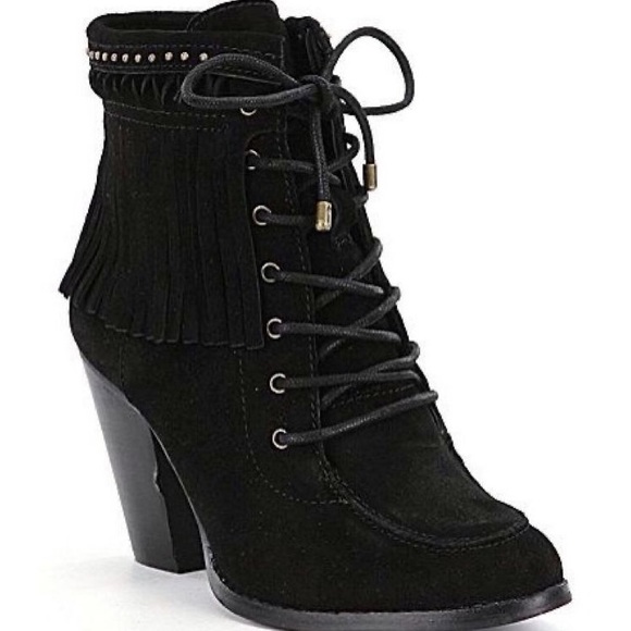 Gianni Bini  Bowyn Fringe Lace-Up Hiker Booties - Picture 1 of 11